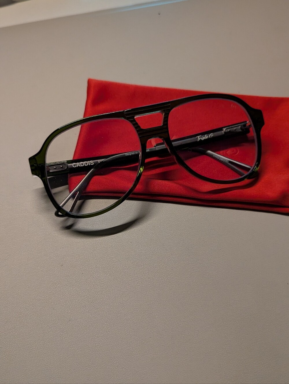 Green Aviator-Style Eyeglasses Caddis